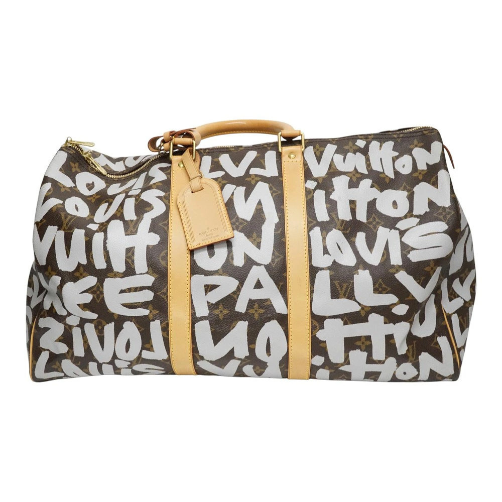 Louis Vuitton Keepall Graffiti Travel Bag Leather Brown